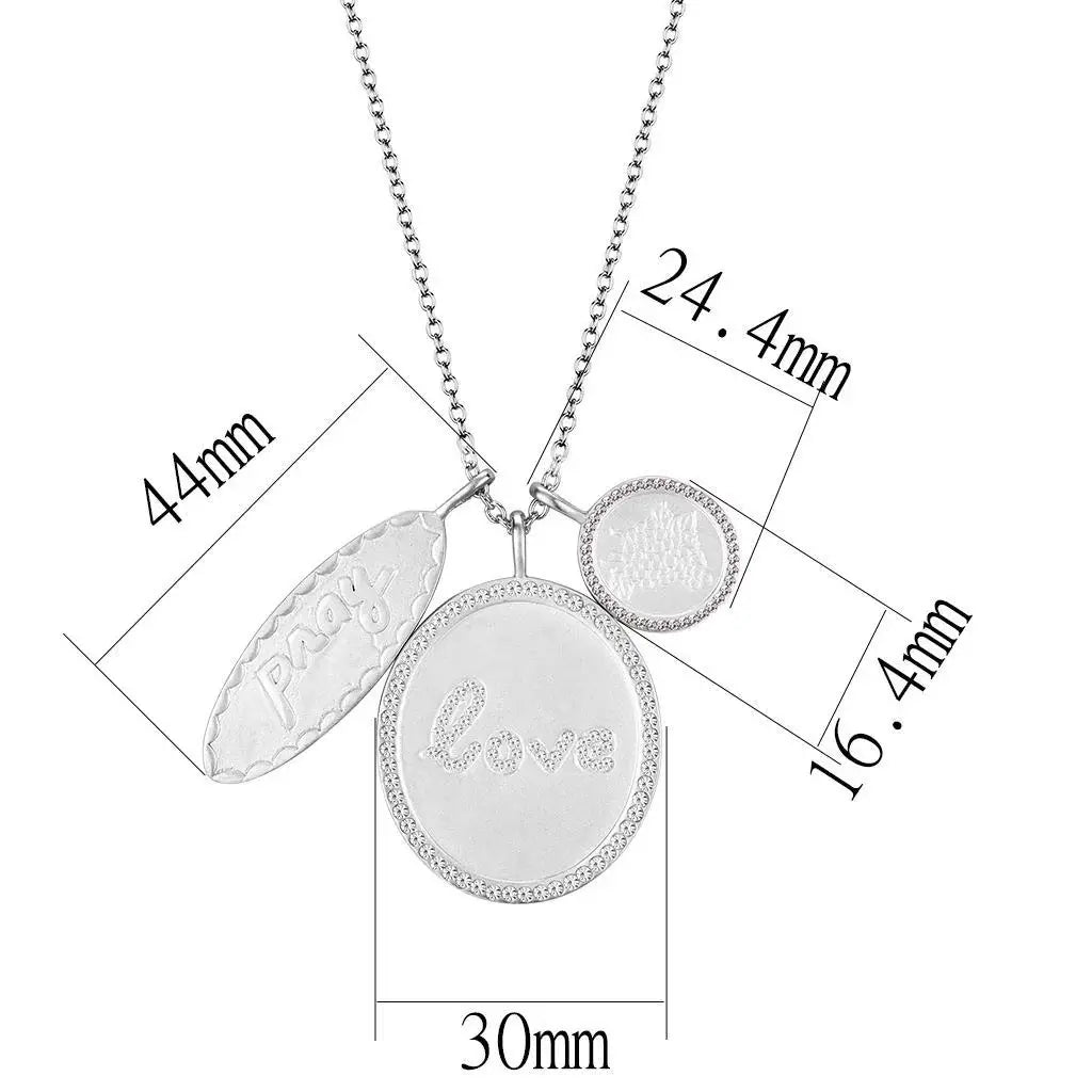 LO4693 - Rhodium+Brushed Brass Necklace with Top Grade Crystal in Light Amethyst - Alamode - Flyclothing LLC