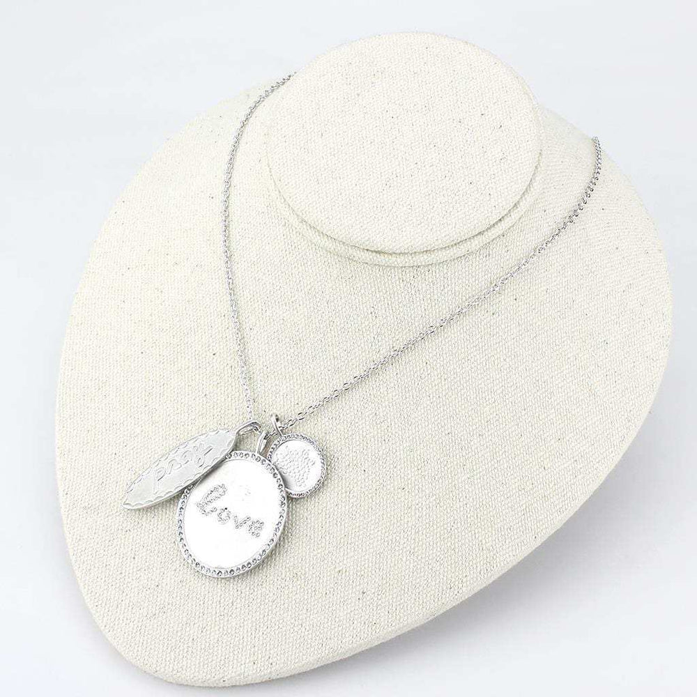 LO4693 - Rhodium+Brushed Brass Necklace with Top Grade Crystal in Light Amethyst - Alamode - Flyclothing LLC