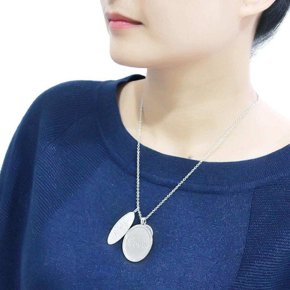 LO4693 - Rhodium+Brushed Brass Necklace with Top Grade Crystal in Light Amethyst - Alamode - Flyclothing LLC