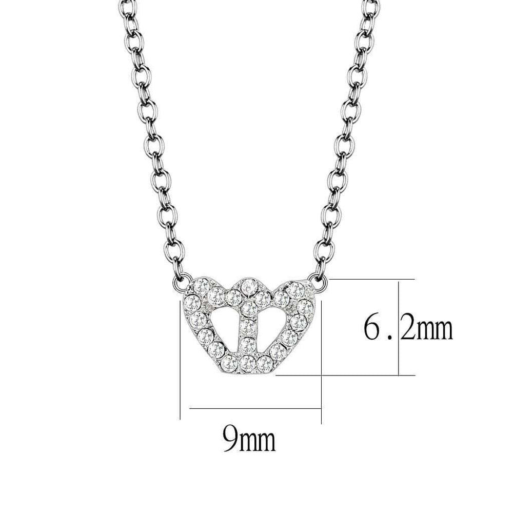 LO4694 - Rhodium Brass Necklace with Top Grade Crystal in Clear - Alamode - Flyclothing LLC