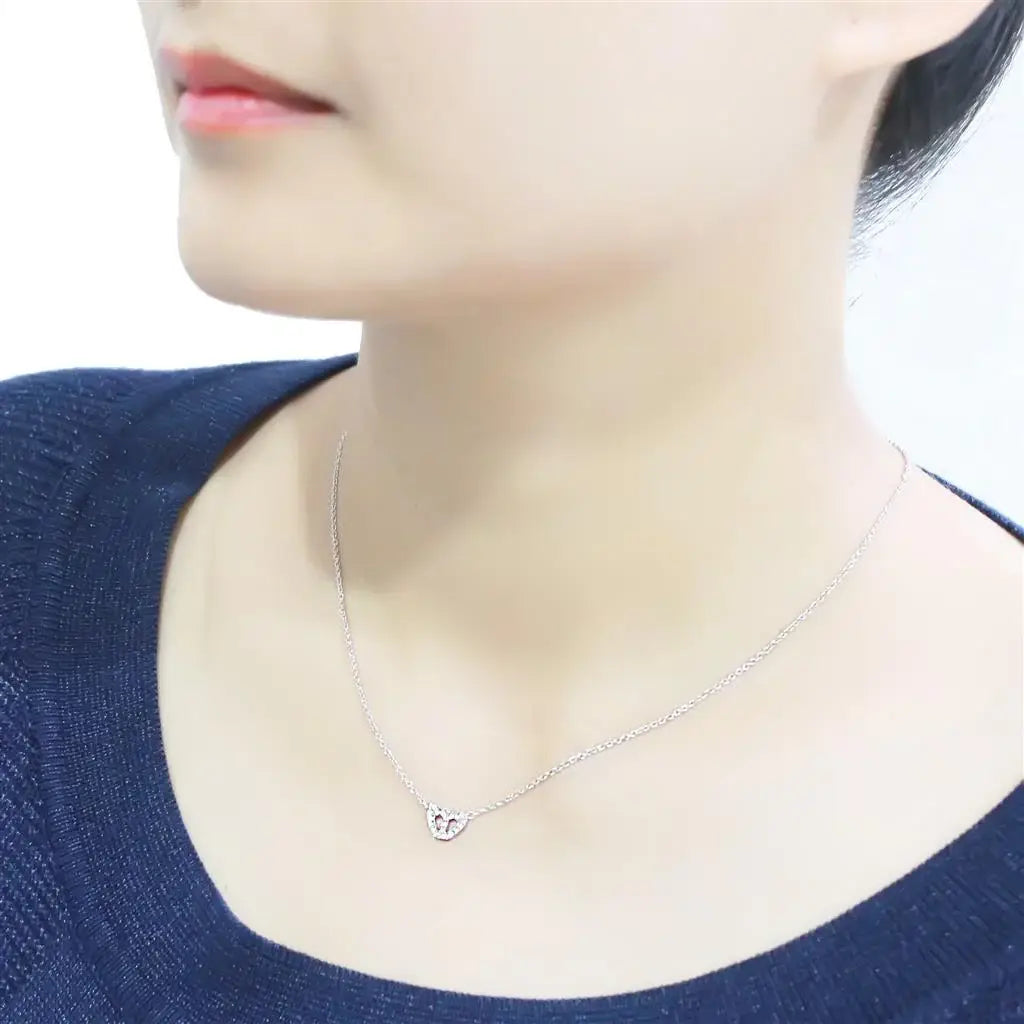 LO4694 - Rhodium Brass Necklace with Top Grade Crystal in Clear - Alamode - Flyclothing LLC