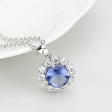 LO4697 - Rhodium Brass Chain Pendant with Synthetic Synthetic Glass in Tanzanite - Alamode