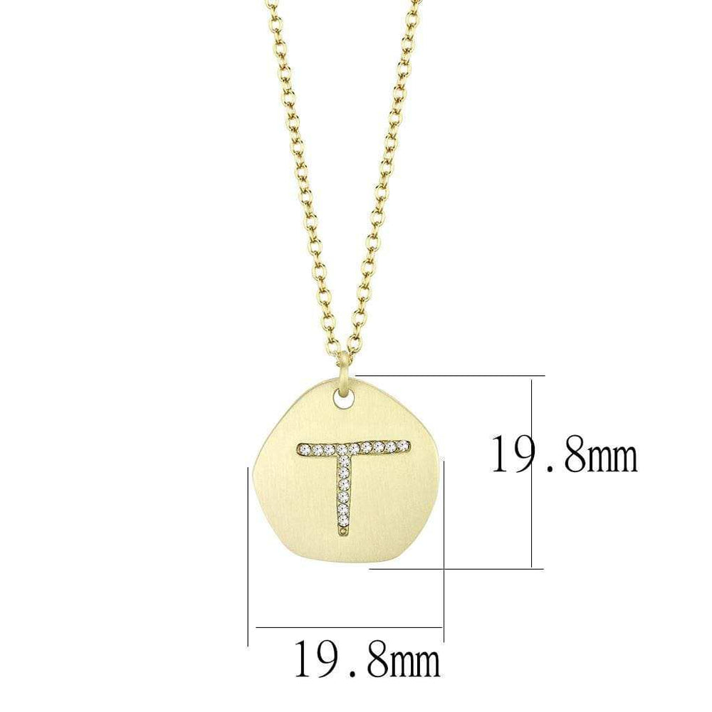 LO4698 - Gold & Brush Brass Chain Pendant with Top Grade Crystal in Clear - Alamode - Flyclothing LLC