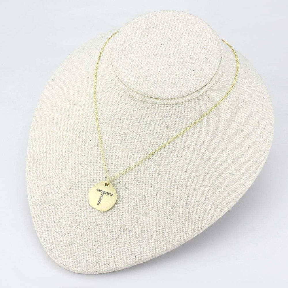 LO4698 - Gold & Brush Brass Chain Pendant with Top Grade Crystal in Clear - Alamode - Flyclothing LLC