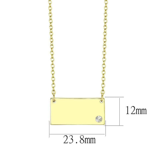 LO4699 - Flash Gold Brass Necklace with Top Grade Crystal in Clear - Alamode - Flyclothing LLC