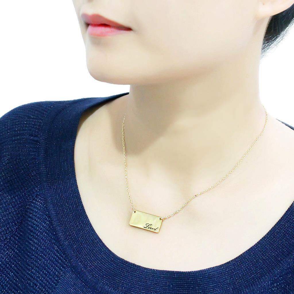 LO4699 - Flash Gold Brass Necklace with Top Grade Crystal in Clear - Alamode - Flyclothing LLC