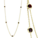 LO4702 - Gold Brass Necklace with AAA Grade CZ  in Garnet - Alamode