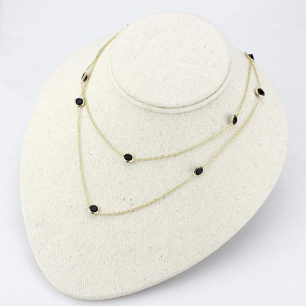 LO4702 - Gold Brass Necklace with AAA Grade CZ in Garnet - Alamode - Flyclothing LLC