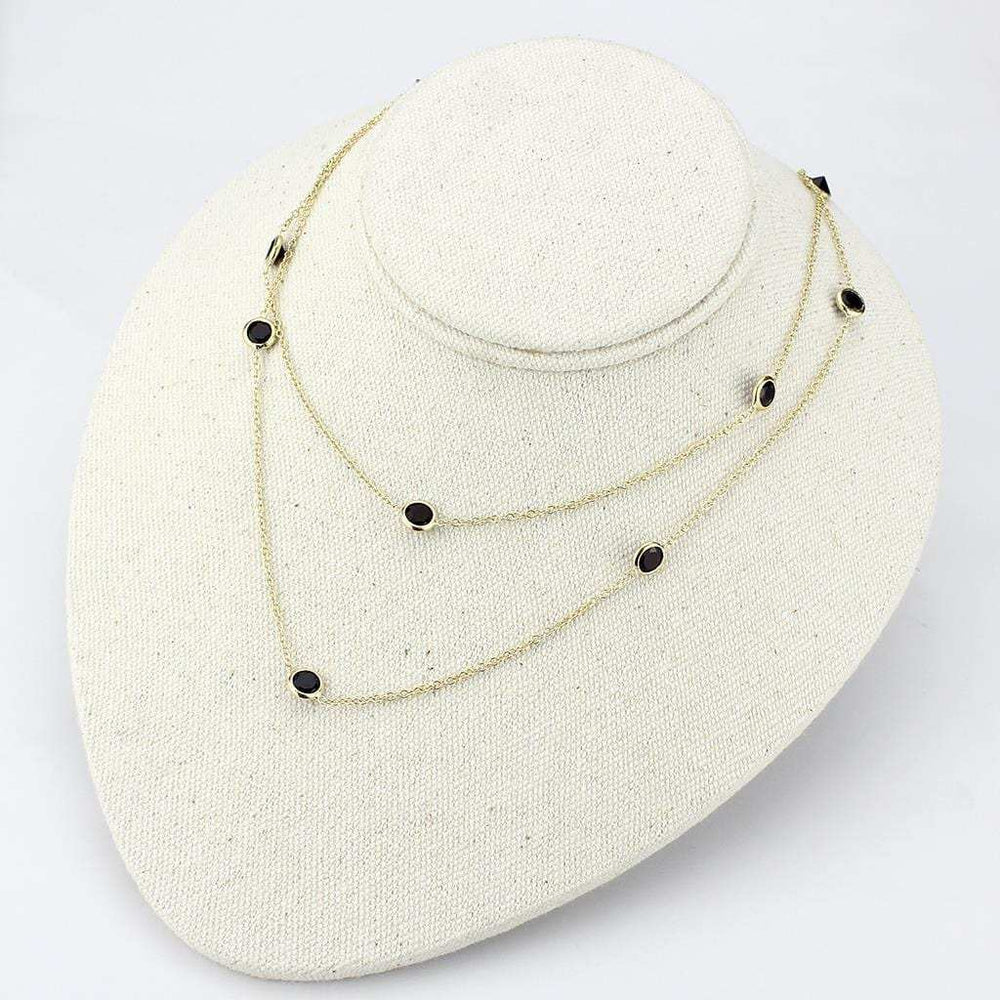 LO4702 - Gold Brass Necklace with AAA Grade CZ in Garnet - Alamode - Flyclothing LLC