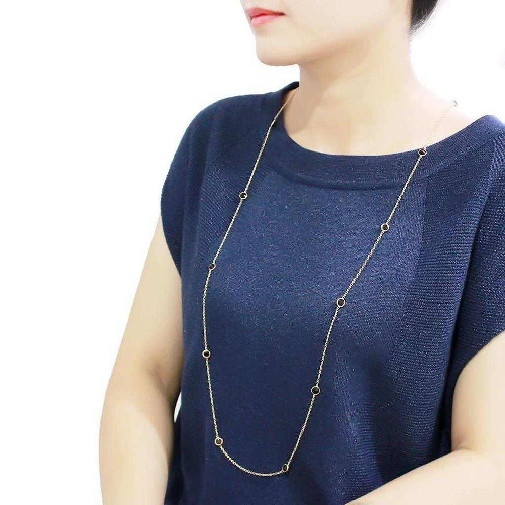 LO4702 - Gold Brass Necklace with AAA Grade CZ in Garnet - Alamode - Flyclothing LLC