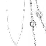 LO4704 - Rhodium Brass Necklace with AAA Grade CZ in Clear - Alamode - Flyclothing LLC