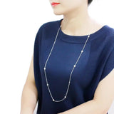 LO4704 - Rhodium Brass Necklace with AAA Grade CZ in Clear - Alamode - Flyclothing LLC