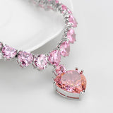 LO4705 - Rhodium Brass Necklace with AAA Grade CZ  in Rose - Alamode