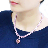 LO4705 - Rhodium Brass Necklace with AAA Grade CZ in Rose - Alamode - Flyclothing LLC