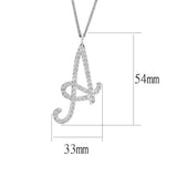 LO4707 - Silver Brass Chain Pendant with Top Grade Crystal in Clear - Alamode - Flyclothing LLC