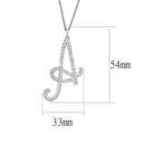LO4707 - Silver Brass Chain Pendant with Top Grade Crystal  in Clear