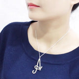 LO4707 - Silver Brass Chain Pendant with Top Grade Crystal in Clear - Alamode - Flyclothing LLC