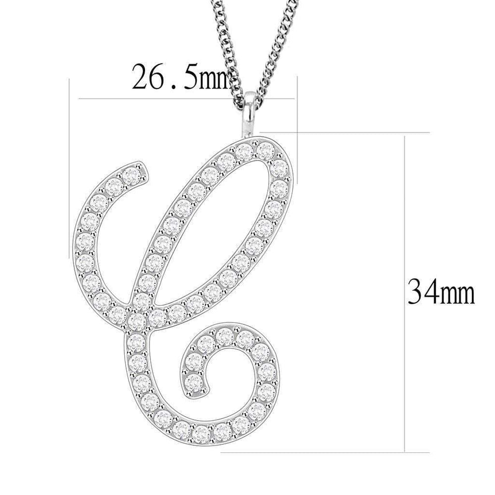 LO4708 - Imitation Rhodium Brass Chain Pendant with Top Grade Crystal in Clear - Alamode - Flyclothing LLC