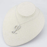 LO4709 - Silver Brass Chain Pendant with Top Grade Crystal in Clear - Alamode - Flyclothing LLC
