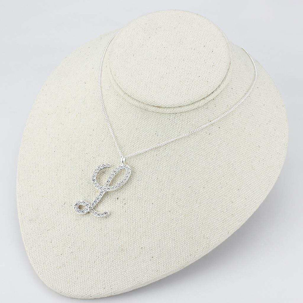 LO4709 - Silver Brass Chain Pendant with Top Grade Crystal in Clear - Alamode - Flyclothing LLC