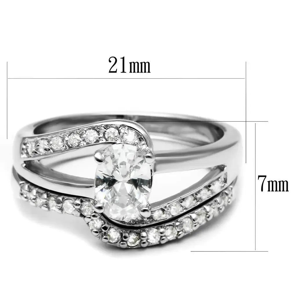 LO4712 - Rhodium Brass Ring with AAA Grade CZ in Clear - Alamode - Flyclothing LLC