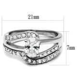 LO4712 - Rhodium Brass Ring with AAA Grade CZ  in Clear - Alamode