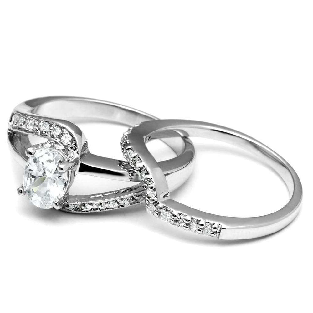 LO4712 - Rhodium Brass Ring with AAA Grade CZ in Clear - Alamode - Flyclothing LLC