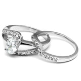 LO4712 - Rhodium Brass Ring with AAA Grade CZ  in Clear