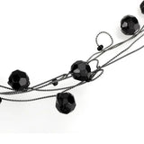 LO4714 - Ruthenium White Metal Necklace with Synthetic Synthetic Glass in Jet - Alamode - Flyclothing LLC
