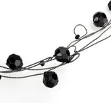 LO4714 - Ruthenium White Metal Necklace with Synthetic Synthetic Glass in Jet - Alamode