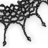 LO4717 - Rhodium Brass Necklace with Synthetic Synthetic Glass in Jet - Alamode - Flyclothing LLC