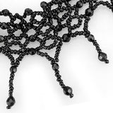 LO4717 - Rhodium Brass Necklace with Synthetic Synthetic Glass in Jet - Alamode