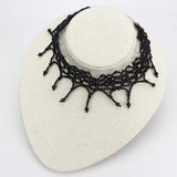 LO4717 - Rhodium Brass Necklace with Synthetic Synthetic Glass in Jet - Alamode - Flyclothing LLC