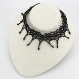 LO4717 - Rhodium Brass Necklace with Synthetic Synthetic Glass in Jet - Alamode