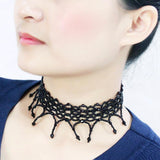 LO4717 - Rhodium Brass Necklace with Synthetic Synthetic Glass in Jet - Alamode