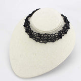 LO4718 - Rhodium Brass Necklace with Synthetic Synthetic Glass in Jet - Alamode - Flyclothing LLC