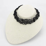 LO4718 - Rhodium Brass Necklace with Synthetic Synthetic Glass in Jet - Alamode