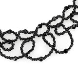 LO4721 - Rhodium Brass Necklace with Synthetic Synthetic Glass in Jet - Alamode - Flyclothing LLC