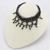 LO4722 - Rhodium Brass Necklace with Synthetic Synthetic Glass in Jet - Alamode - Flyclothing LLC