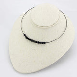LO4725 - Ruthenium White Metal Necklace with Synthetic Synthetic Glass in Jet - Alamode - Flyclothing LLC