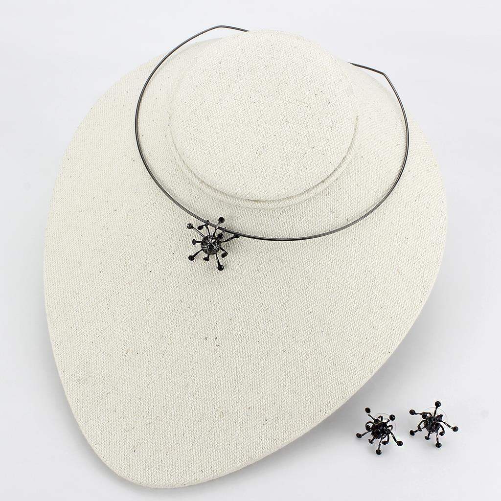 LO4726 - Ruthenium White Metal Jewelry Sets with Top Grade Crystal in Jet - Alamode - Flyclothing LLC