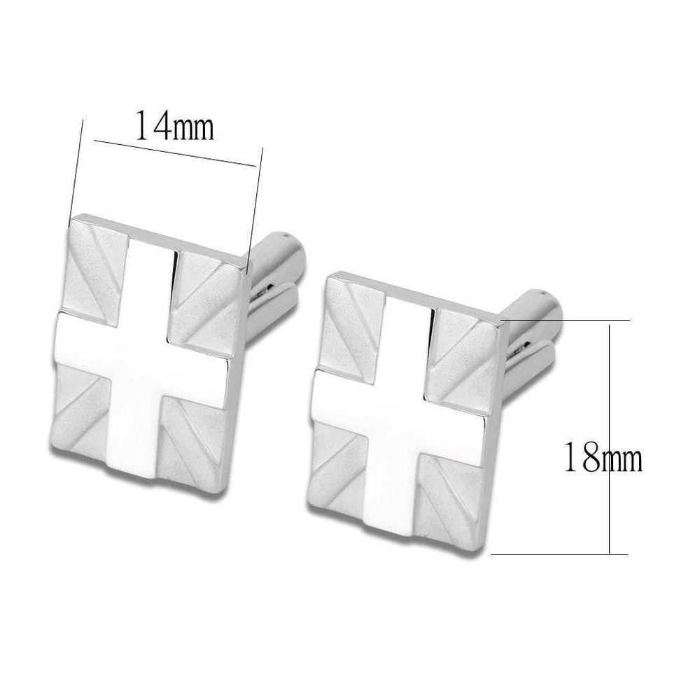 LO4733 - Matte Rhodium & Rhodium Brass Cufflink with No Stone - Alamode - Flyclothing LLC