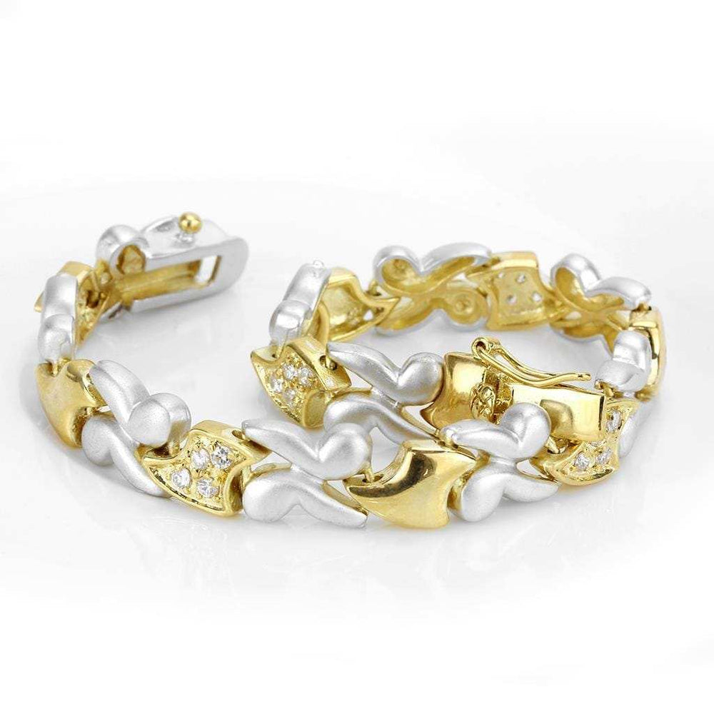 LO4736 - Gold+Rhodium Brass Bracelet with AAA Grade CZ in Clear - Alamode - Flyclothing LLC