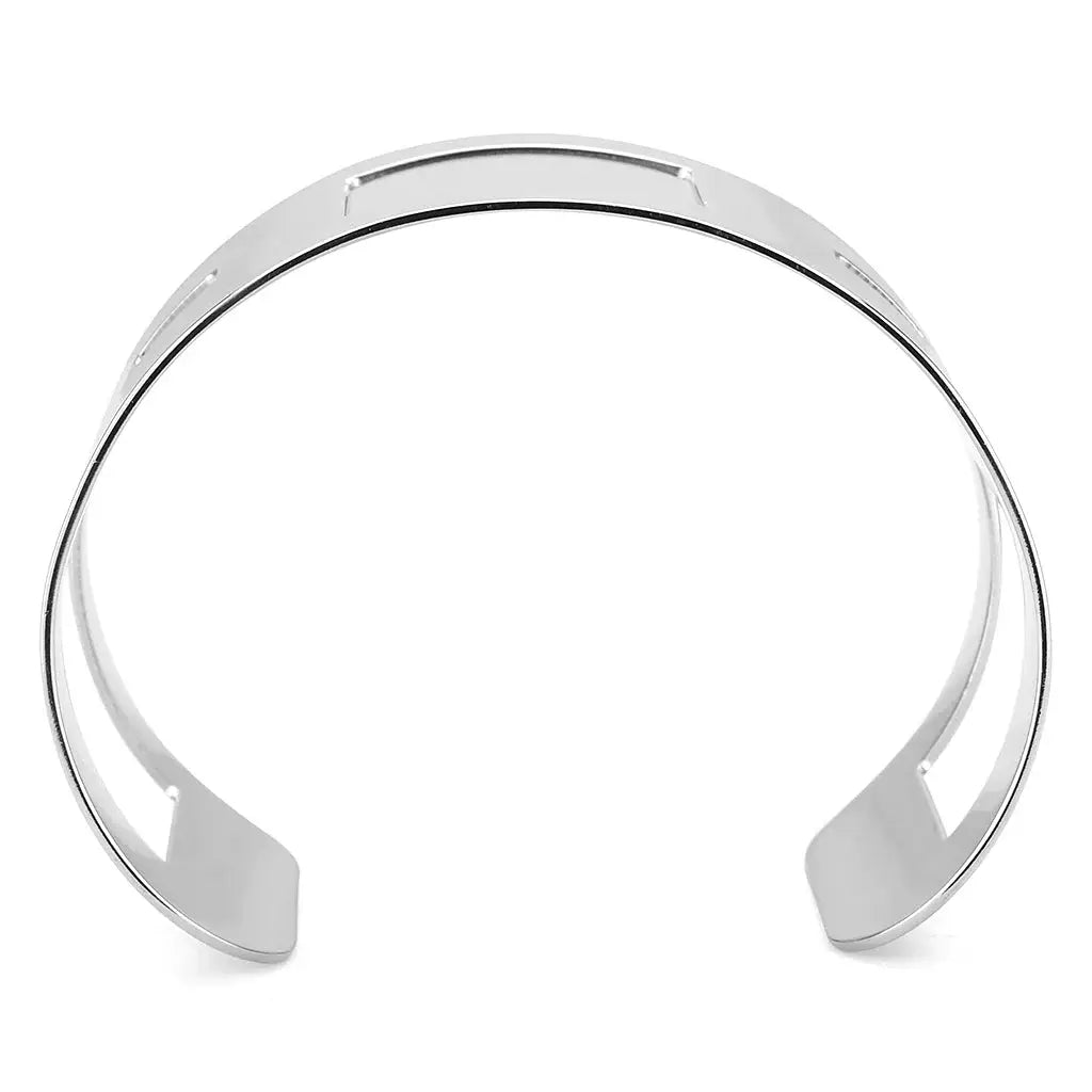 LO482 - Stainless Steel Bangle with No Stone - Alamode - Flyclothing LLC