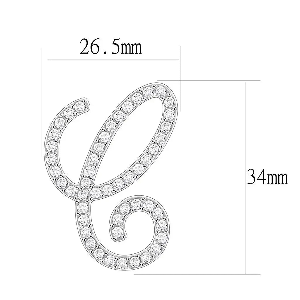LO685 - Rhodium Brass Brooches with Top Grade Crystal in Clear - Alamode - Flyclothing LLC