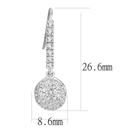 LO893 - Rhodium Brass Earrings with AAA Grade CZ in Clear - Alamode - Flyclothing LLC
