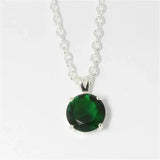 LOA072 - Silver Brass Chain Pendant with Synthetic Spinel in Emerald - Alamode - Flyclothing LLC