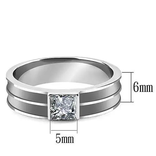 LOA1341 - High polished (no plating) Stainless Steel Ring with Top Grade Crystal in Black Diamond - Alamode - Flyclothing LLC