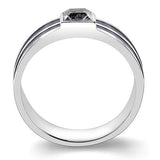 LOA1341 - High polished (no plating) Stainless Steel Ring with Top Grade Crystal  in Black Diamond - Alamode