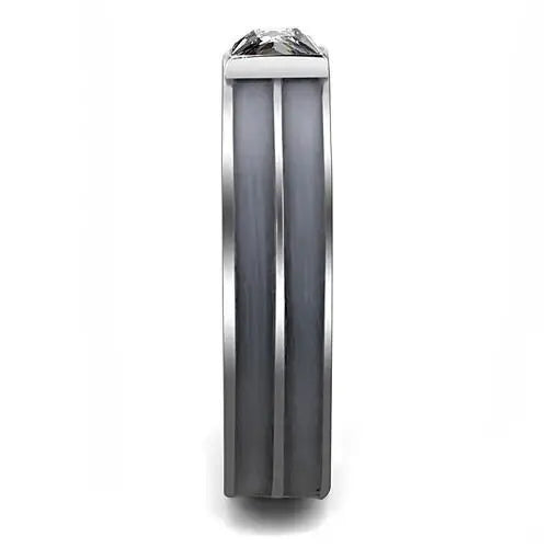 LOA1341 - High polished (no plating) Stainless Steel Ring with Top Grade Crystal in Black Diamond - Alamode - Flyclothing LLC